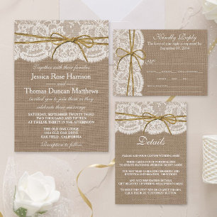 Invitation La collection Rustique de Mariages de Bow Twine