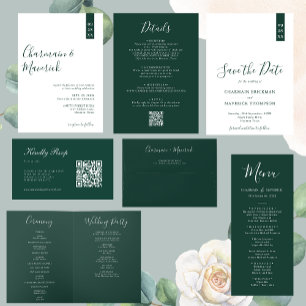 Elegant Emerald Green Script Wedding Save The Date