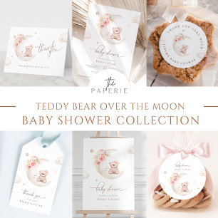 Teddy Bear Over The Moon Neutral Baby Shower Favor Box