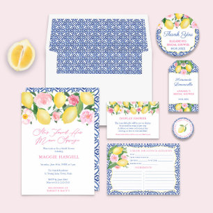Main Squeeze Lemons Mediterranean Bridal Shower Invitation