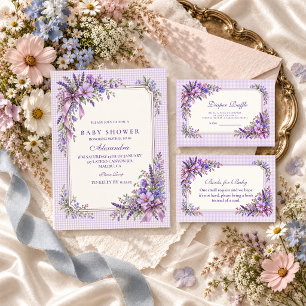 Purple Wildflower Baby Shower Invitation