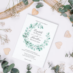 Invitation Eucalyptus Wreath Verdure Elégante aquarelle