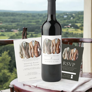 Enveloppe Elégant Mariage gay deux pièces en costume