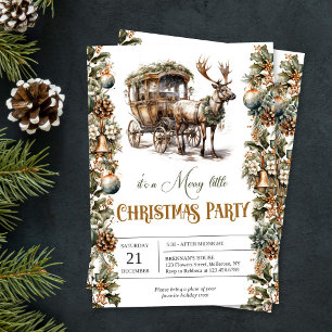 Vintage green and gold Reindeer and carriage T-Shirt