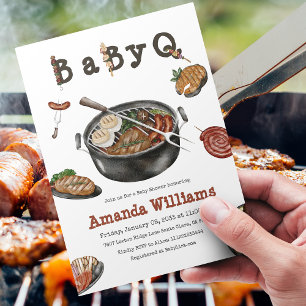 Barbecue Backyard Party Baby Shower BabyQ Invitation
