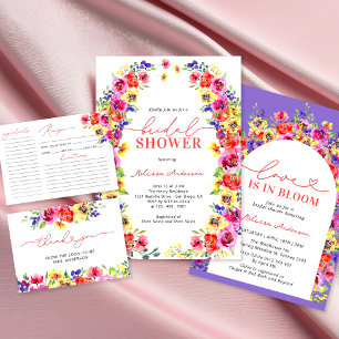 Colourful Floral Garden Love in Bloom Bridal Showe Invitation