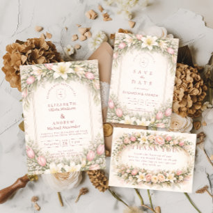 Blush Tulip And Lily Garden Wedding Save The Date