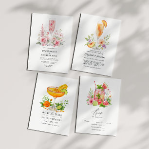Elegant Peach Bellini Floral Rehearsal Dinner Invitation