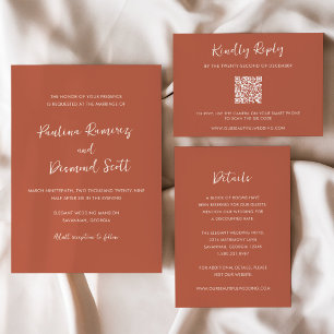 Paulina Modern Burnt Orange Simple Elegant Wedding Enclosure Card