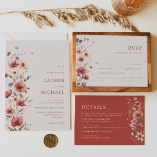 Boho Whimsical Wildflower Save The Date Invitation