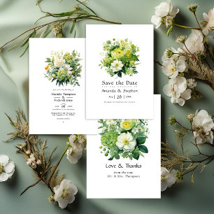 Carte De Remerciements Les nuances de Mariage floral vert