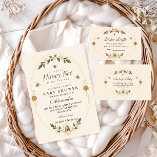 Botanical Honey Bee Baby Shower Invitation
