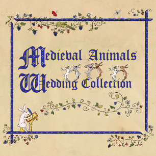 Medieval animals wedding invitation