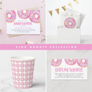 Watercolor Pink Sprinkle Doughnuts Baby Sprinkle Invitation