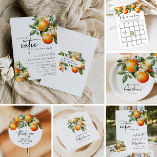 Citrus Baby Shower Invitation Little Cutie Orange 