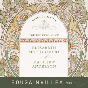 Bougainvillea Green Gold Wedding Art Nouveau Mucha