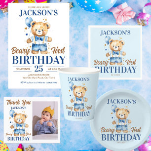 Assiettes En Carton Béary premier garçon anniversaire mignon peluche b