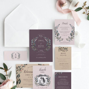 Garden Crest   Mauve  Wedding Invitation