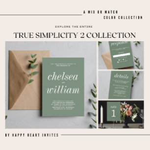 True Simplicity 2 Marsala Minimalist Wedding Invitation