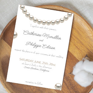 Invitation Elégant collier Pearl Enregistrer la date