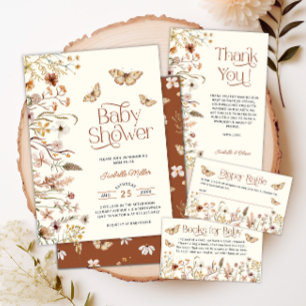 Boho Baby shower Floral Terracotta Carte de remerc
