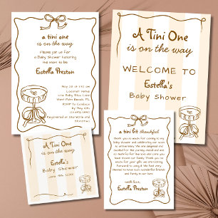 Funky Retro Doodle Espresso Martini Baby Shower Napkin