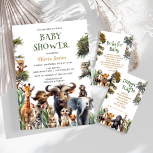 Safari Baby Animals Baby Shower Book Request  Enclosure Card
