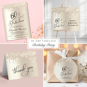 60 Fabulous Gold Glitter Birthday Party Napkin