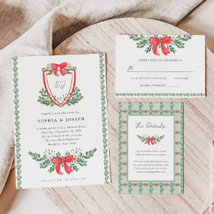 Christmas Crest   Whimsical Holiday Wedding Invitation