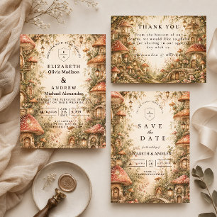 Whimsical Mushroom Woodland Wedding Invitation
