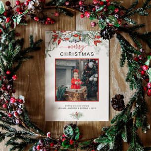 Cartes Pour Fêtes Annuelles Botanical Watercolor Greenery Photo