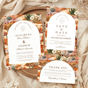 Western Desert Floral Wedding Thank You Card