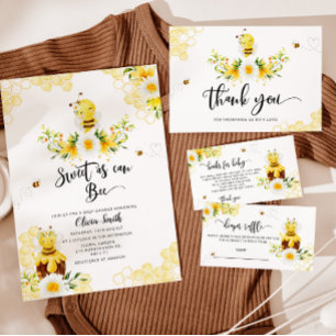 Sweet as can bee baby shower invitation