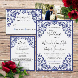 Delfts Blauw   Delft Blue Dutch Wedding Invitation