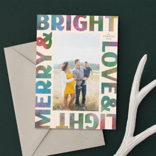 Red Merry Bright Love and Light Christmas Holiday Square Sticker
