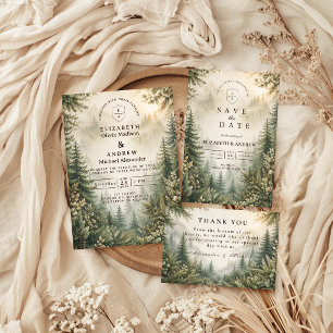 Rustic Woodland Forest Wedding Save The Date