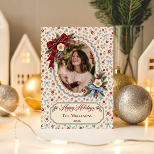Photo Romantic Coquette Grandmillennial Christmas Wrapping Paper