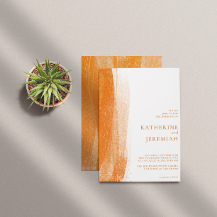 Modern Terracotta Rust Gold Foil Boho Wedding Invitation