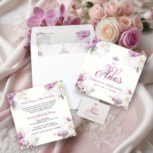 Exquisite Mis XV Años Spanish Floral Orchid Posies Throw Pillow