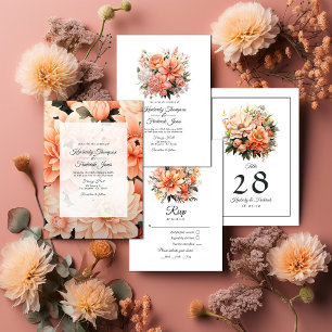 Peach Fuzz Floral Wedding Invitation