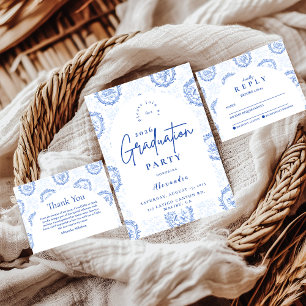 Elegant French Toile Graduation Party Invitation