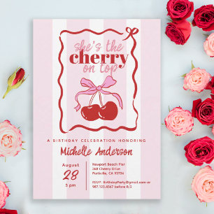 Happy Birthday Red Hand Drawn Cherry on Top  Classic Round Sticker