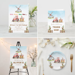 Farm Animals Gender Neutra Birthday Party Napkin