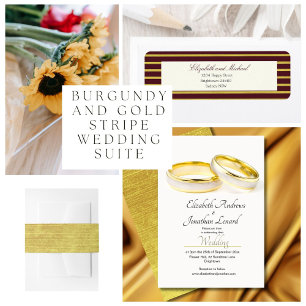 Burgundy Gold Elegant Faire-part de mariage photo