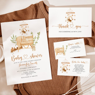 Boho Llama mamma nursery mobile baby shower Invitation