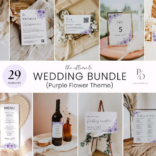 Purple Unplugged Ceremony Wedding Sign Invitation