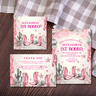 Wild West 1st Rodeo Birthday Thank You Card