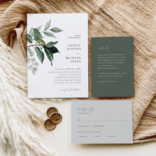 Rustic Greenery All-in-One Wedding Invitation