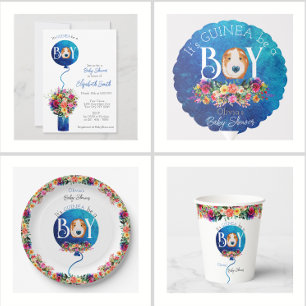 It’s a boy blue balloon guinea pig baby shower napkin