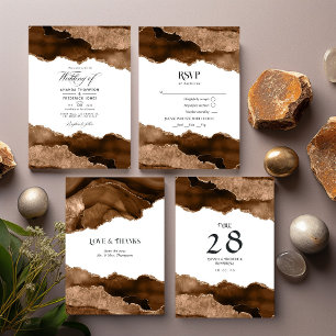Desert Gold Agate Watercolor Wedding Invitation